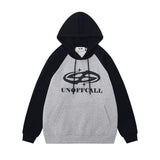 Men Hoodie Loose Retro Pullover Contrast Color Stitching Sleeves Sports Hoodie