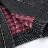Men Denim Jacket Men's Autumn and Winter Loose Washed Distressed Denim Jacket