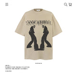 American vintage street T-shirt cotton portrait print men and women summer loose