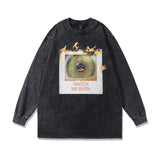 Men Long Sleeve Shirt Racing Printed Washed and Worn Long Sleeve T-shirt Men and Women Couple