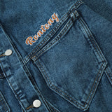 Men Denim Jacket Color Matching Men's Letter Embroidery Patchwork Denim Jacket