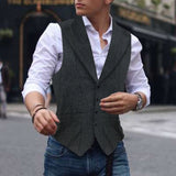 Men Suites Vests Men's Waistcoat Leisure Solid Color Wool