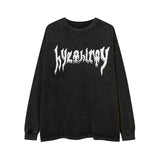 Men Long Sleeve Shirt Dark Graffiti Design Bottoming T-shirt Distressed Loose Long Sleeve Men and Women