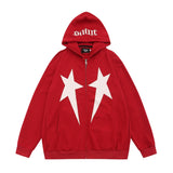 Men Hoodie Five-Pointed Star Printed Hooded Jacket