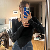 Women's Long Sleeve Shirt Women's Slim Hem Long Sleeve