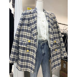 Plaid Trench Coat Autumn and Winter Thickening Women's Korean-Style Long Sleeve Single Breasted