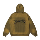 Men Hoodie Inkjet Gradient Printing Hooded Jacket Autumn and Winter Loose Embroidered Letters Zipper Cardigan Sweater