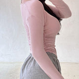 Women Long Sleeve Shirt Spaghetti-Strap Padded Long Sleeve Top Spring