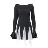 Women Dresses Autumn Bow Flared Sleeves Long Sleeves Dress