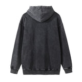 Men Hoodie Flame Racing Printing Hooded Coat Washed Old Fall Winter Men's