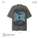 American vintage street T-shirt pure cotton retro men's and women's summer loose