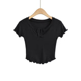 Women T-Shirt Slim V-neck Short Sleeve T-shirt