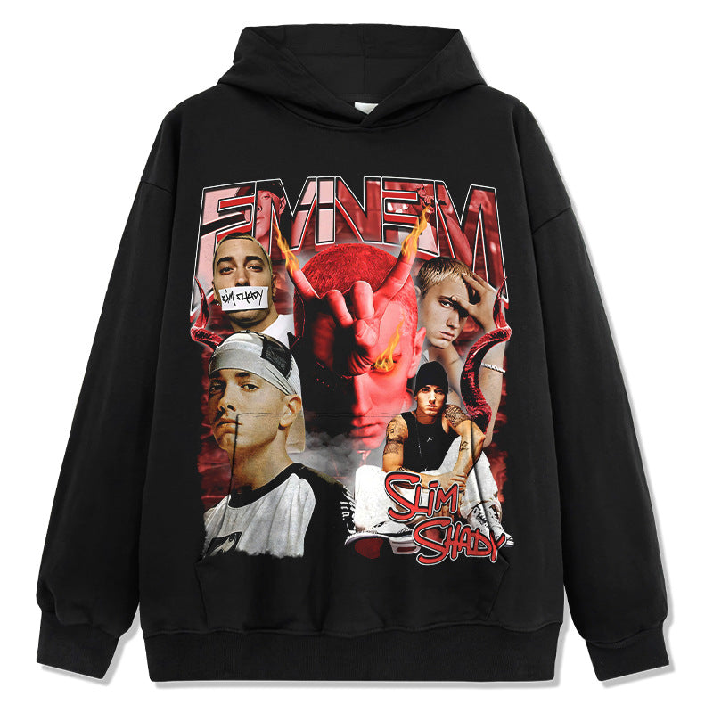 Detroit Eminem Hoodie Vintage Eminem Printed Cotton Hoodie