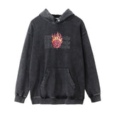Men Hoodie Printed Hoodie Men's Loose Washed-out Distressed