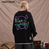 Men Long Sleeve Shirt Fashion Brand Personality Cartoon Printed Loose Long Sleeves T-shirt Men and Women Hip Hop