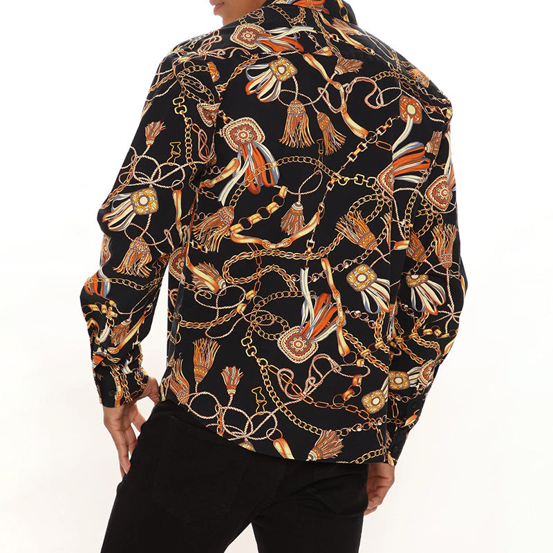 Men Shirt Autumn Fashion Cardigan Personalized Printed Men