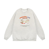 Men Hoodie Cartoon Animal Printed Crew Neck Sweatshirt
