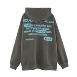 Men Hoodie Masked Hooded Sweater Men's Zipper Cardigan Letter Print Baggy Coat