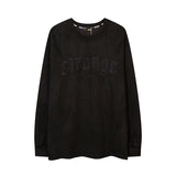 Men Long Sleeve Shirt Embroidered Letter Long Sleeve T-shirt Men and Women Loose Retro