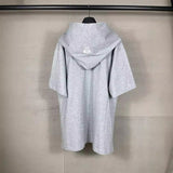 Men T-shirts 2024 New Paris Double Ring LOGO Embroidery Fake Two Hooded Embroidery Loose Short Sleeve T-Shirt