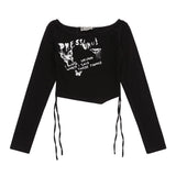 Women Long Sleeve T-shirt Short-Sleeved T-shirt Butterfly Print Girls Spring and Autumn