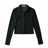 Women T-Shirt Long Sleeve Shirt Women Solid Color Cardigan Top