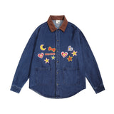 Men Long Sleeved T Shirt XINGX Embroidered Denim Shirt Men Fashion Brands Loose Pockets Long Sleeve Shirt Coat