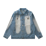 Men Denim Jacket Patterned Denim Jacket Men's Stitching Denim Clothes Jacket Autumn