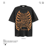 American vintage street T-shirt pure cotton retro loose men's clothing