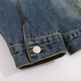 Men Denim Jacket Vintage Denim Clothing Men's Cat Washed Lapel Jacket