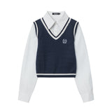 Women Sweater Long-Sleeved Sweater Casual College Style Girls' Autumn Short