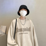 Men Hoodie Suede Sweater Men Spring and Autumn round Neck Vintage
