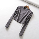 Women T-shirt Sports Bottoming Shirt Short Workout Clothes Long Sleeve T-shirt