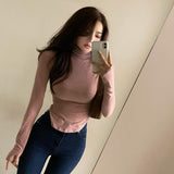 Women Long Sleeve Shirt Elastic Soft Autumn and Winter