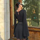 Women Sweater Dress round Neck Knitted Dress Short Skirt Slimming High Waist Long Sleeves