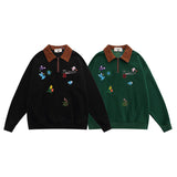 Men Long Sleeve Shirt Letter Polo Sweater Men and Women Vintage Couple Long-Sleeve T-shirt