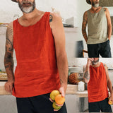 Men's T Shirt Cotton Linen Vest Multi-Color Waistcoat