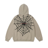 Men Hoodie Spider Web Printed Hooded Jacket Men's Cardigan