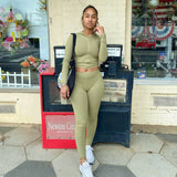 Women Co-Ord Set Fashion Solid Color Short Hood Top and Trousers