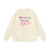 Men Hoodie Autumn and Winter round Neck Sweater Bear Printed Casual Long Sleeve Pullover Loose