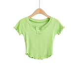 Women T-Shirt Slim V-neck Short Sleeve T-shirt