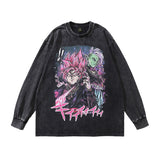 Men Long Sleeve Shirt Distressed Bottoming Long Sleeve T-shirt Men and Women Vintage