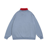 Men Hoodie Lapel Pullover Sweater Boys Embroidered Animal Spring and Autumn Loose Casual Top