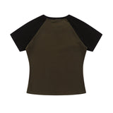 Women T-shirt Short Sleeve T-shirt Women's Raglan Sleeve Color Matching Summer round Neck