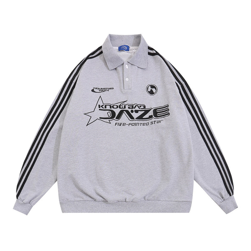 Men Hoodie Letter Embroidered Lapel Sweater Men's Loose Sports Spring and Autumn