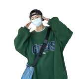 Men Hoodie Printed Crew Neck Sweatshirt Men's Autumn Korean Style Loose and Lazy Style Casual