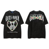 Men T Shirt Wash T-shirt Men and Women American Retro round Neck Short Sleeves
