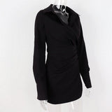 Work Dresses Temperament Lapel Cardigan Solid Color Dress