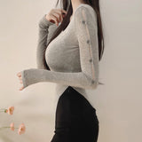 Women Long Sleeve Shirt Spring Split Button Design Blouse Female