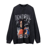 Men Long Sleeve Shirt Hiphop Vintage Long Sleeve T-shirt Men and Women Versatile Loose-Fitting Underwear